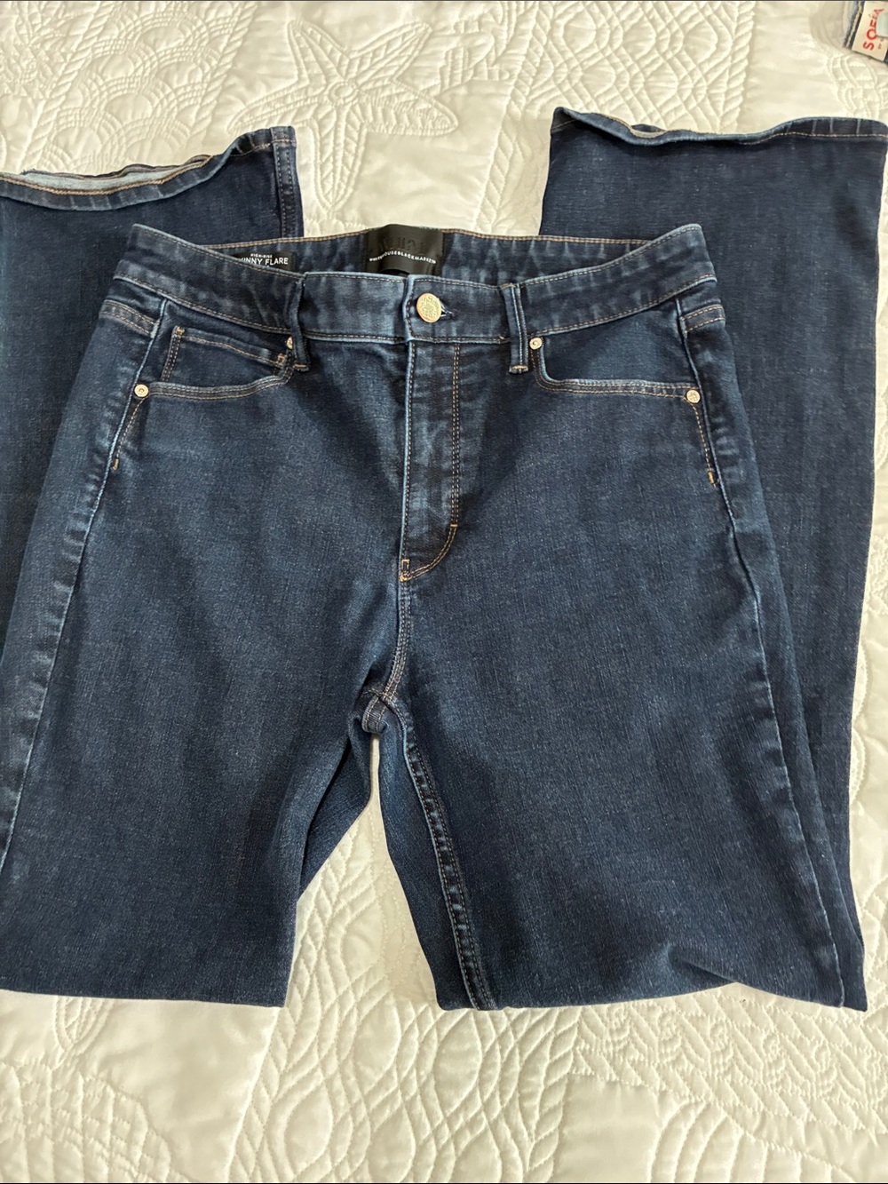 White House Black Market Dark Blue High-Rise Skinny Flare Jeans